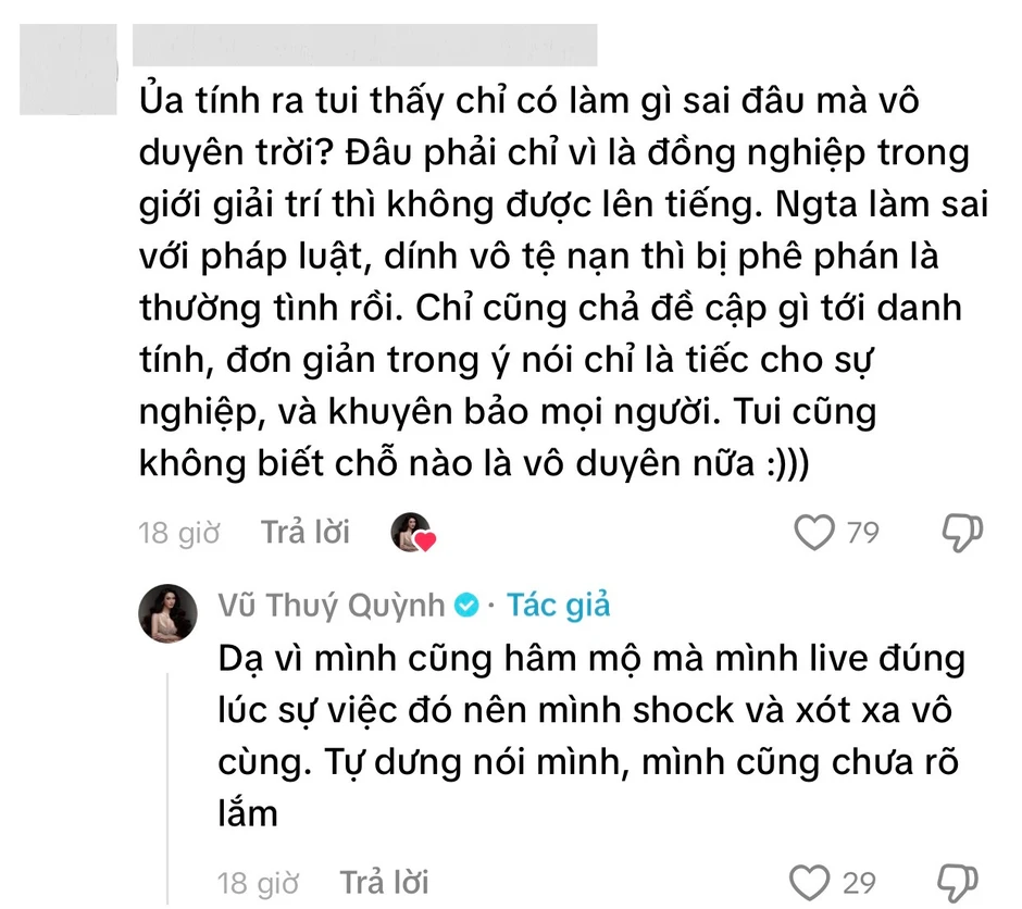 Vũ Thuý Quỳnh lên tiếng sau buổi livestream tranh cãi liên quan Miu Lê, đáp trả luôn thắc mắc về Đức Phạm
