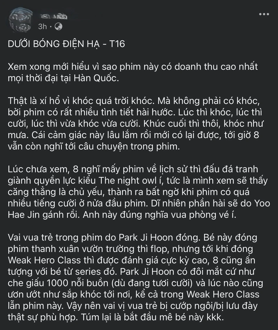 Dưới Bóng Điện Hạ được MXH Việt khen không tiếc lời