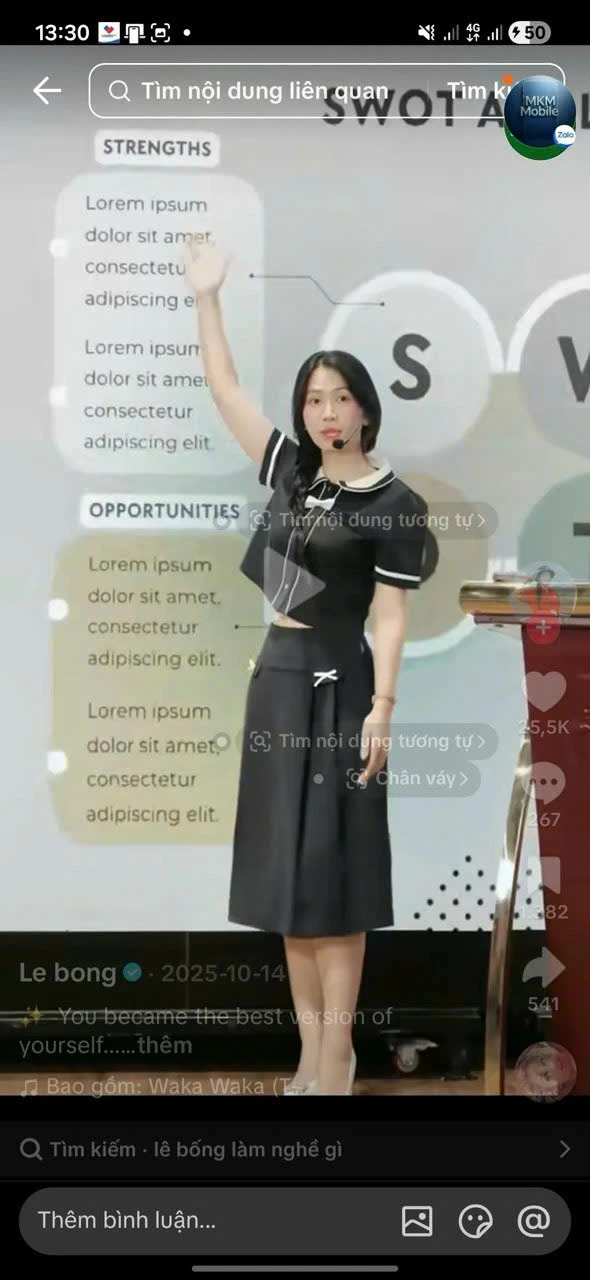 Lê Bống khoe vai trò giảng viên, nhưng cụm “Lorem Ipsum” trên slide mới là thứ gây chú ý