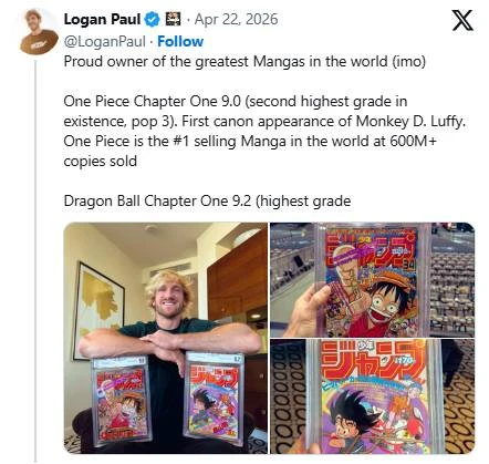 Logan Paul bị fan One Piece chỉ trích sau khi chi hơn 14 tỷ mua manga hiếm