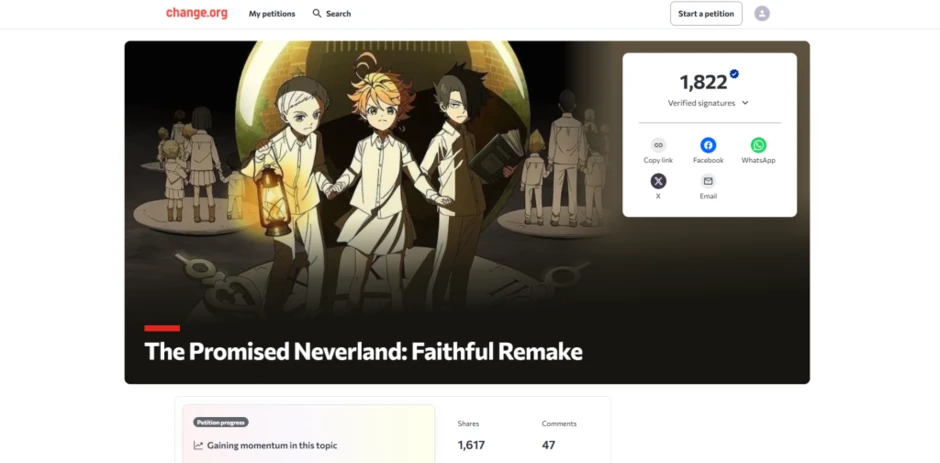 Sau 5 năm, người hâm mộ The Promised Neverland phát động chiến dịch lớn đòi sản xuất bản remake