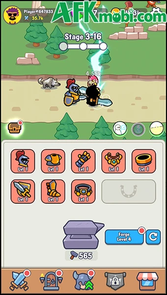 Auto Forge - idle RPG: Nhấn rèn trang bị để phát triển nhân vật
