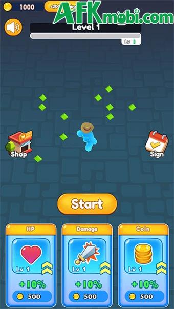 Blob Heroes game hành động sinh tồn roguelike đơn giản