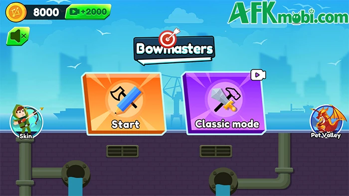 Bowmasters - Canh lực và điều chỉnh góc độ để bắn hạ bọn kẻ thù