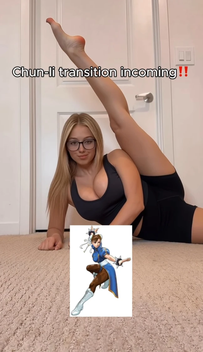 Chun-Li ngoài đời thực trình diễn cú xoạc chân thẳng tắp, được so sánh với Lê Bống Chun-Li ngoài đời thực trình diễn cú xoạc chân thẳng tắp, được so sánh với Lê Bống