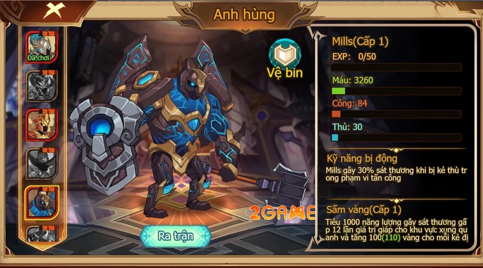 Đạo Quân Thần Thánh Mobile – binh chủng Tiên Phong, Vệ Binh, Xạ Thủ, Pháp Sư