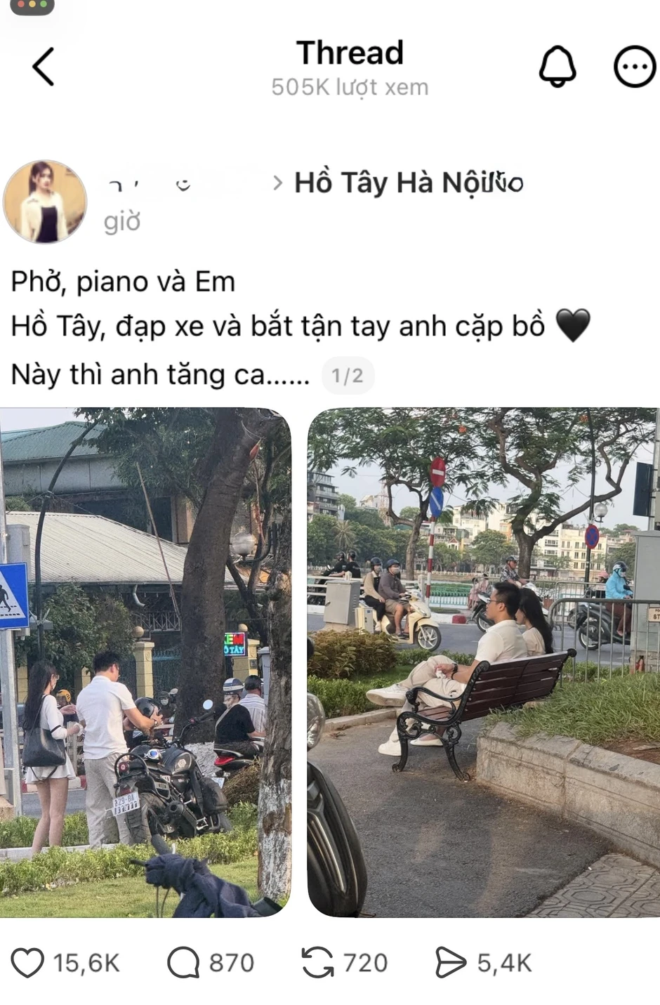 Đi đạp xe Hồ Tây, gái xinh ngỡ ngàng bắt quả tang bạn trai ngoại tình hút gần nửa triệu lượt xem