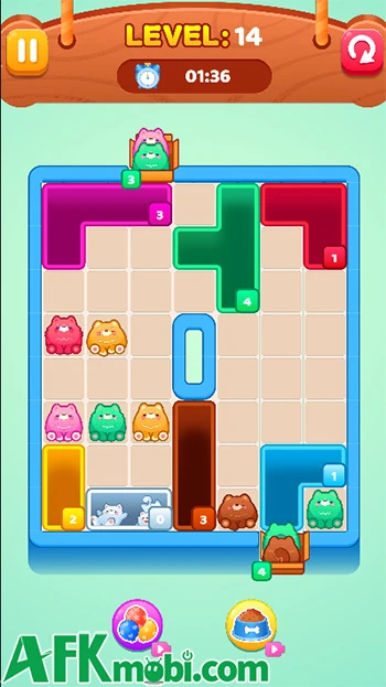 Drop The Cat game giải đố gom hết mèo cùng màu vào hố
