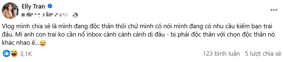Elly Trần công khai tình trạng quan hệ thật sự, khác biệt so với tưởng tượng của fan nam
