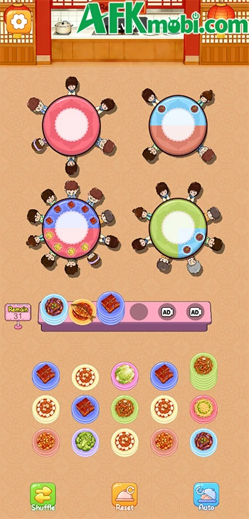 Food Sort Puzzle - Nhấn chọn món để bày lên bàn của thực khách