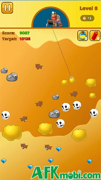 Gold Miner Classic cho người chơi làm một thợ mỏ đào vàng