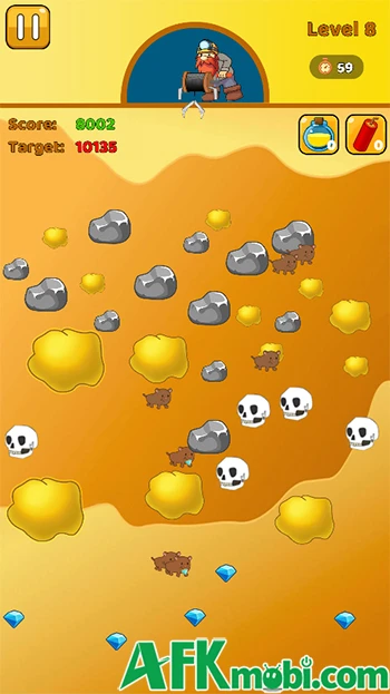 Gold Miner Classic cho người chơi làm một thợ mỏ đào vàng