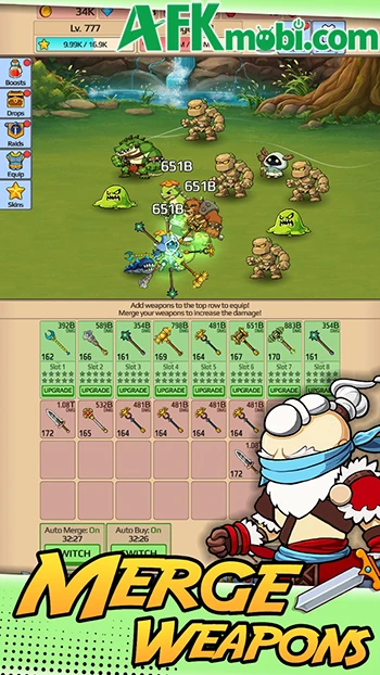 Idle Blades: Fantasy Master cho bạn mua và hợp nhất các vũ khí Idle Blades: Fantasy Master cho bạn mua và hợp nhất các vũ khí