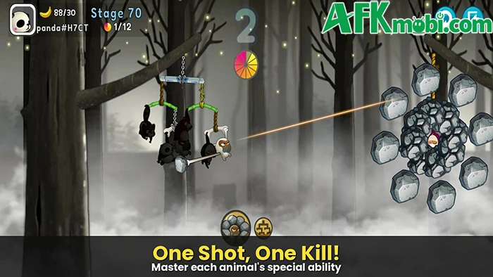 Monkey Battle: Swing Shot - Bắn hạ những động vật rơi xuống đất
