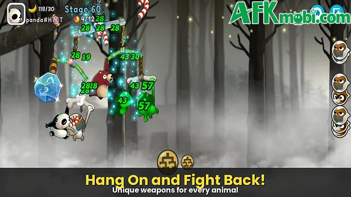 Monkey Battle: Swing Shot - Bắn hạ những động vật rơi xuống đất