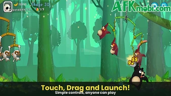 Monkey Battle: Swing Shot - Bắn hạ những động vật rơi xuống đất