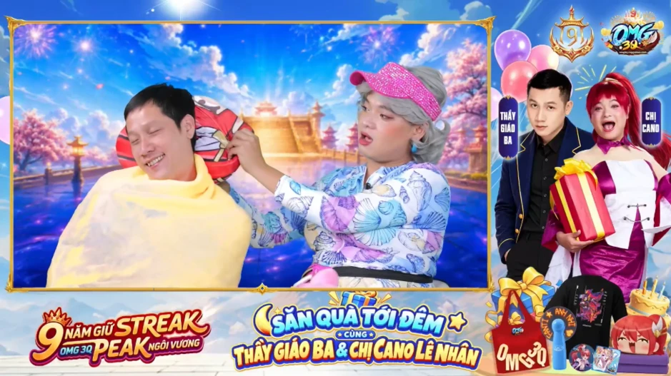 Chị Ca Nô và Thầy Giáo Ba khuấy động livestream mừng sinh nhật OMG 3Q 9 tuổi Chị Ca Nô và Thầy Giáo Ba khuấy động livestream mừng sinh nhật OMG 3Q 9 tuổi