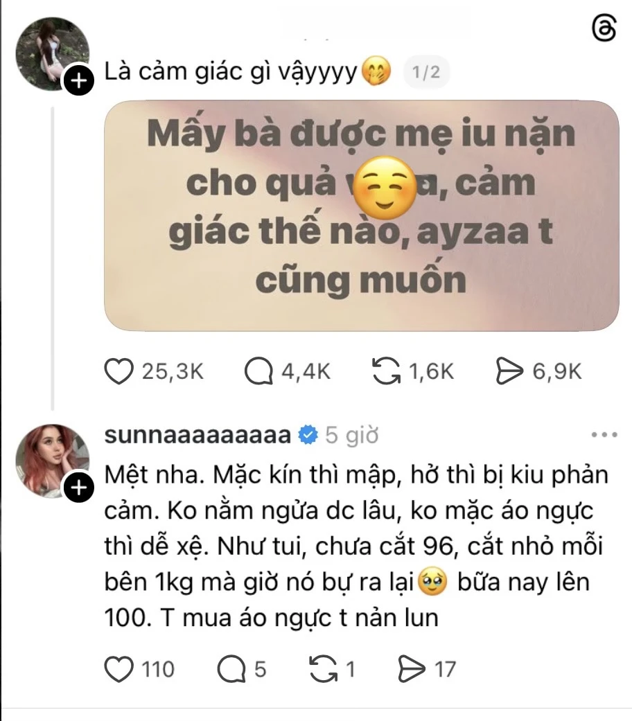 Sunna hé lộ "nỗi khổ" đằng sau vòng một 100cm, từng cắt bỏ 2kg mỡ vẫn không ngăn nổi sự "bùng nổ" của visual
