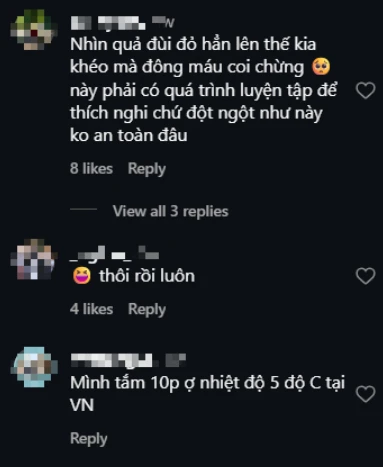 Tắm ở sông băng 0°C, cô gái Việt khiến người xem "choáng váng" vì độ táo bạo
