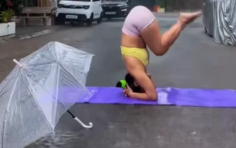 Tập Yoga dưới mưa, đoạn video ngắn của hot girl bất ngờ lan truyền gây tranh cãi
