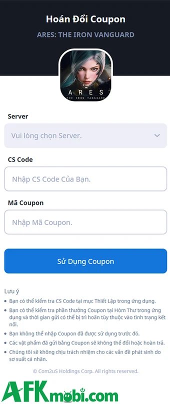 Tổng hợp gift code game ARES: THE IRON VANGUARD mới nhất