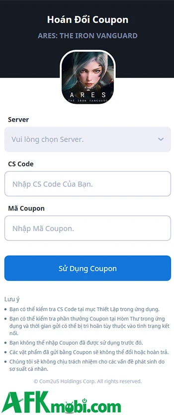 Tổng hợp gift code game ARES: THE IRON VANGUARD mới nhất
