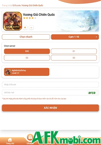 Tổng hợp gift code game Vương Giả Chiến Quốc mới nhất