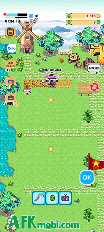 Trải nghiệm lối chơi nông trại kiểu cổ điển với Làng Gió: Pixel Farm