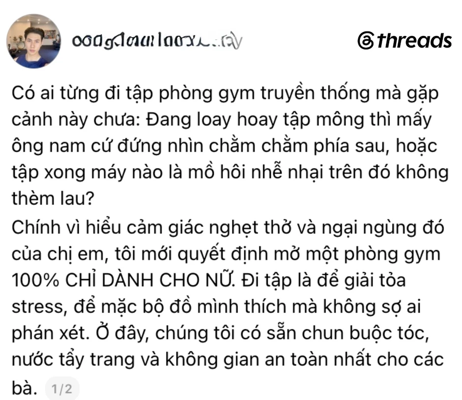 Tranh cãi mô hình phòng gym nữ "private" nhưng huấn luyện viên là nam