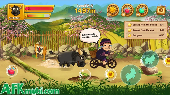 Trâu Phượt cho bạn điều khiển trâu chạy tránh chướng ngại vật Trâu Phượt cho bạn điều khiển trâu chạy tránh chướng ngại vật