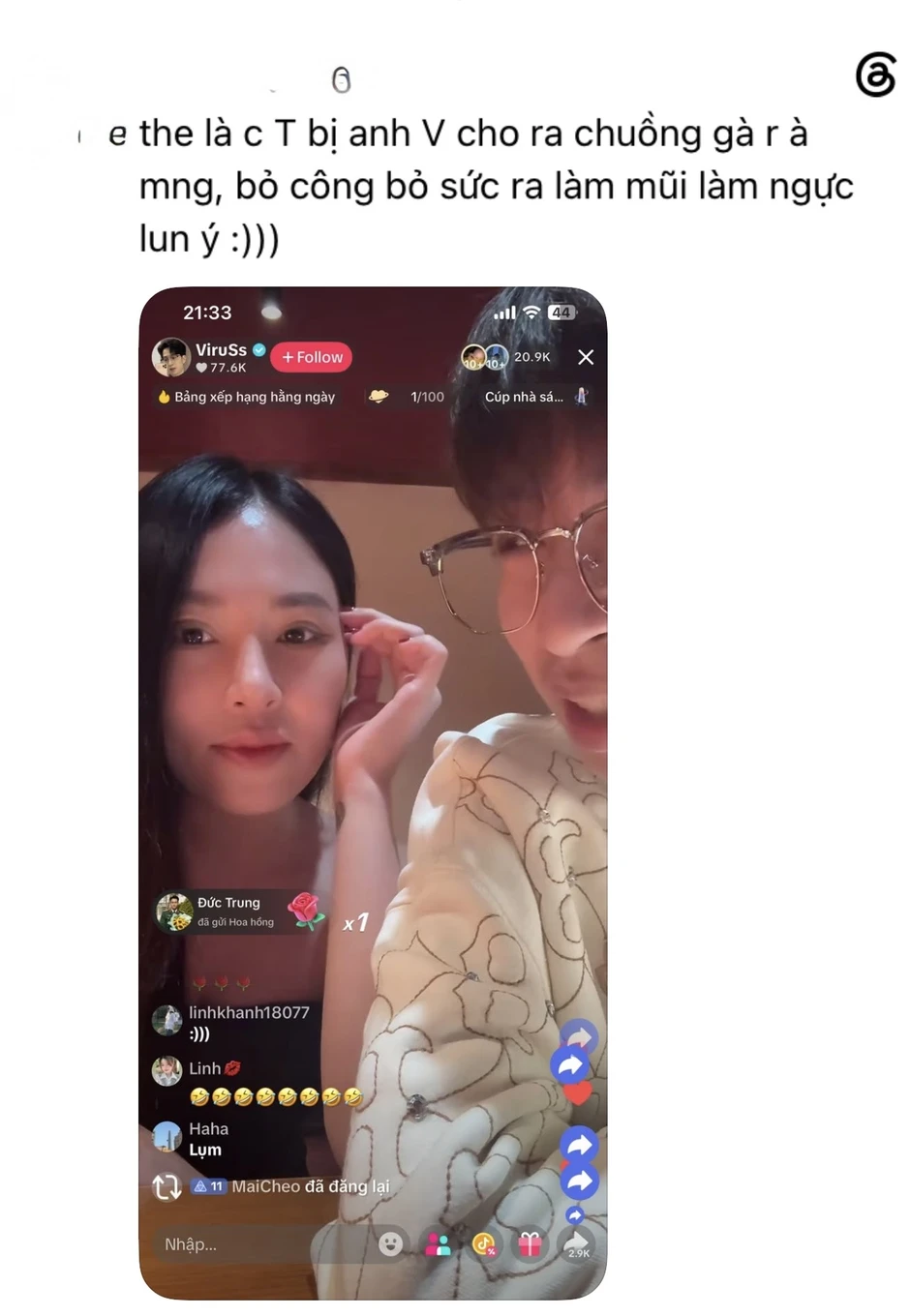 ViruSs xuất hiện bên "gái lạ" trên livestream, "Thảo trợ lý" bị thất sủng? ViruSs xuất hiện bên "gái lạ" trên livestream, "Thảo trợ lý" bị thất sủng?