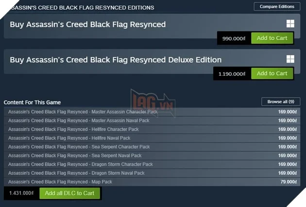 Bán DLC 80 Đô Gây Tranh Cãi, Assassin's Creed Black Flag Resynced Vẫn On Top Doanh Thu