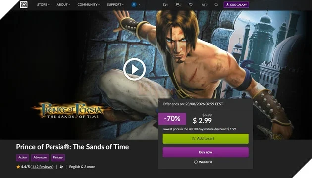 Prince of Persia: The Sands of Time Remaster được GOG nâng cấp chính thức – Không phải phiên bản từ Ubisoft
