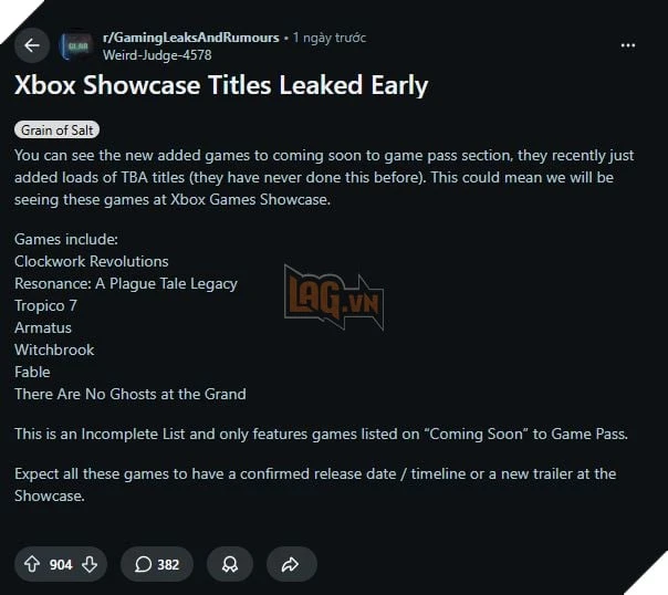Rò Rỉ Những Trò Chơi Tiềm Năng Xuất Hiện Tại Xbox Games Showcase 2026
