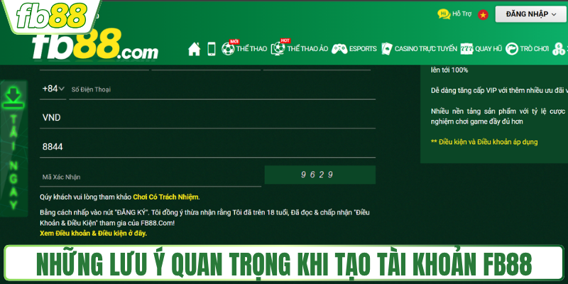 Những lưu ý quan trọng khi tạo tài khoản FB88