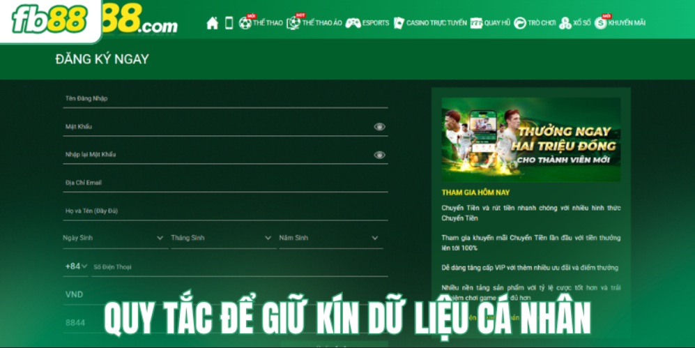 Quy tắc để giữ kín dữ liệu cá nhân trong cá cược