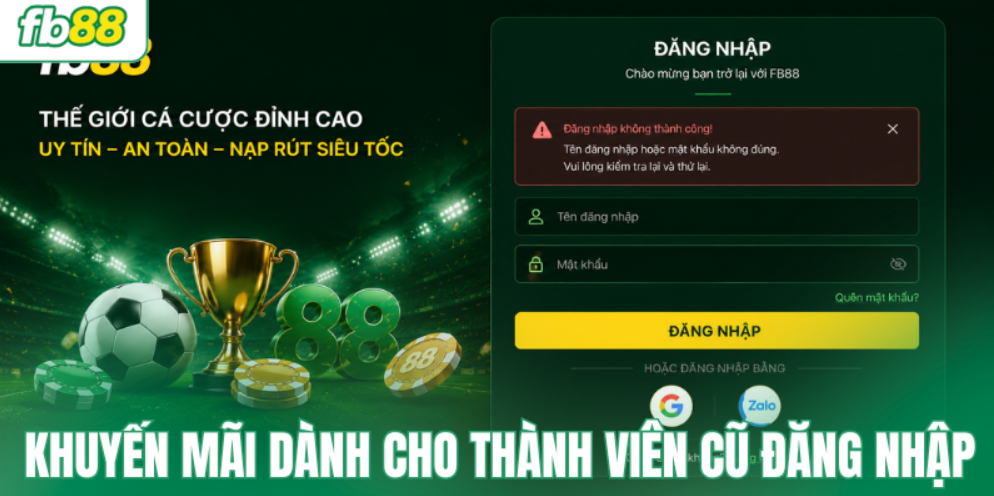 Khuyến mãi dành cho thành viên cũ đăng nhập